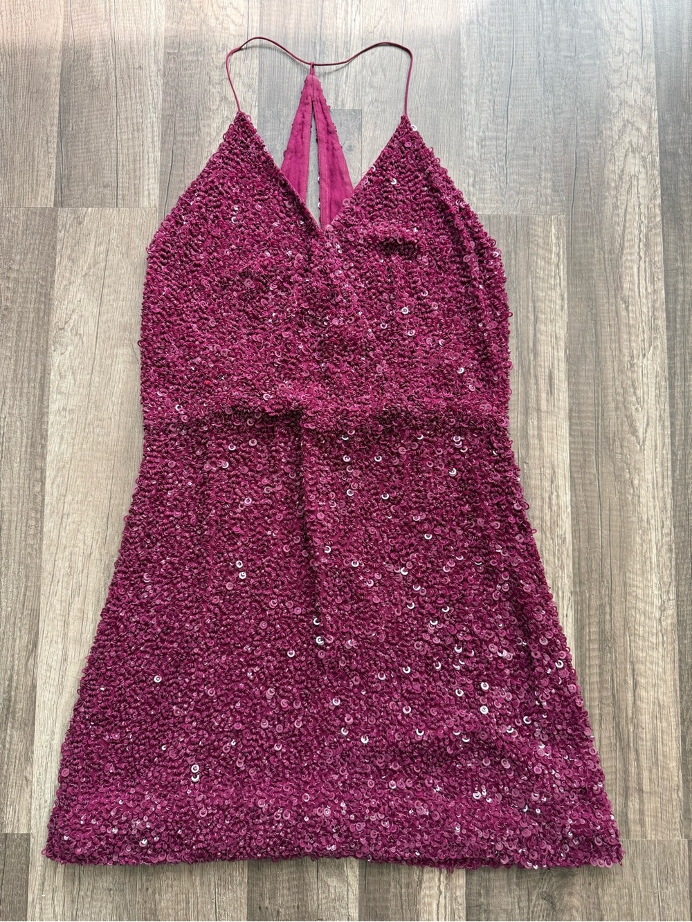 MLV Mira Raspberry Sequin Halter Mini Dress Size M – $415 Retail
